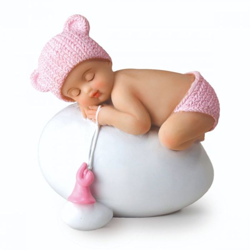 Figura para Bolo Bebe Rosa em ovo