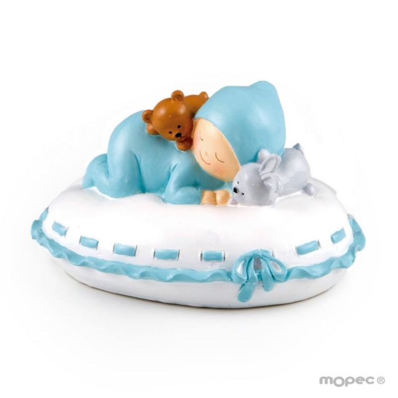 Figura para Bolo Bebe Azul deitado com animais