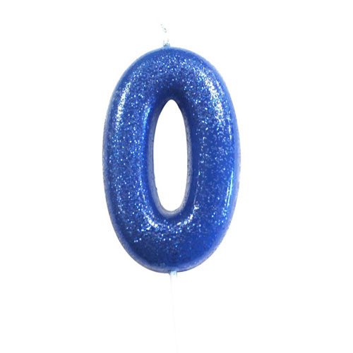 Vela Número "0" com glitter